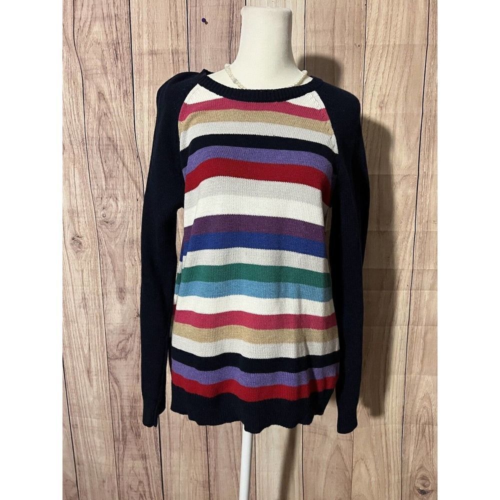 Chaps Raglan Sweater Colorful Striped - Picture 2 of 7